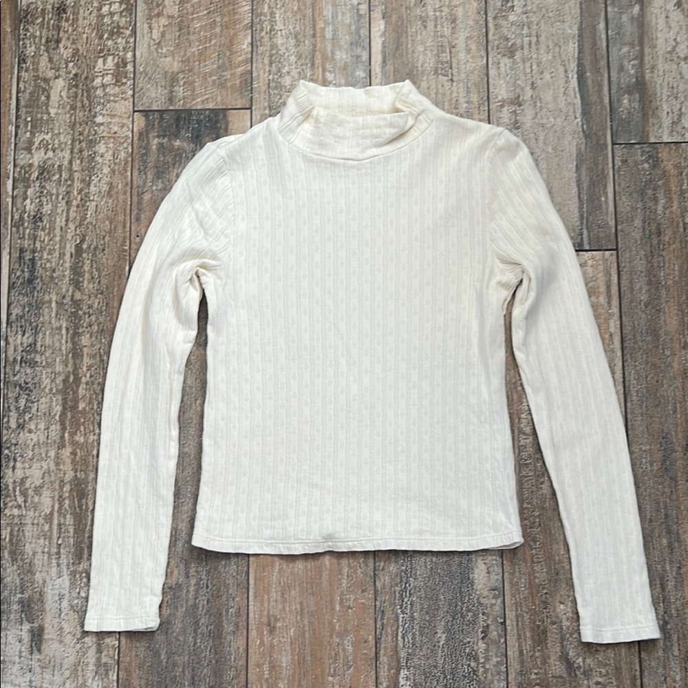 Organic Cotton textured Mock Turtleneck Top